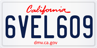 CA license plate 6VEL609