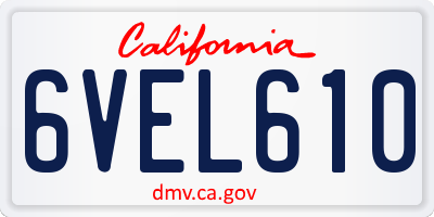 CA license plate 6VEL610