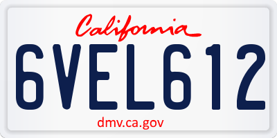 CA license plate 6VEL612