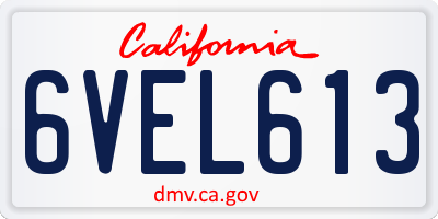 CA license plate 6VEL613
