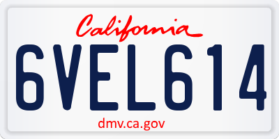 CA license plate 6VEL614