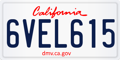 CA license plate 6VEL615