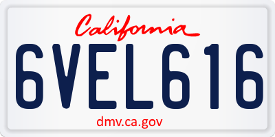 CA license plate 6VEL616