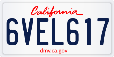 CA license plate 6VEL617
