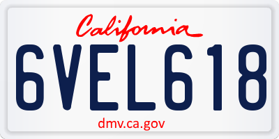 CA license plate 6VEL618