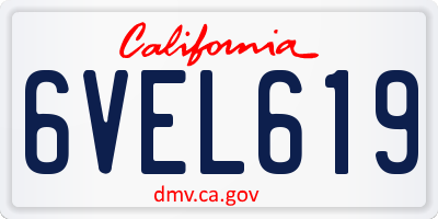 CA license plate 6VEL619