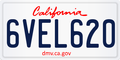 CA license plate 6VEL620