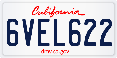 CA license plate 6VEL622