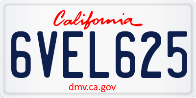 CA license plate 6VEL625