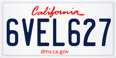 CA license plate 6VEL627