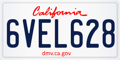 CA license plate 6VEL628