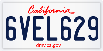 CA license plate 6VEL629
