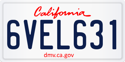 CA license plate 6VEL631