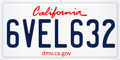 CA license plate 6VEL632