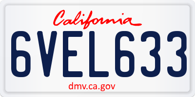 CA license plate 6VEL633