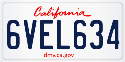 CA license plate 6VEL634