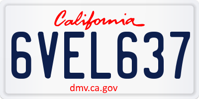 CA license plate 6VEL637