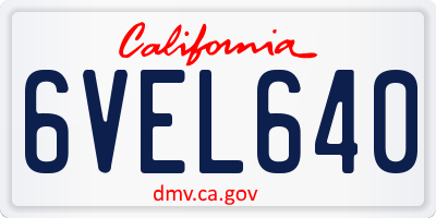 CA license plate 6VEL640