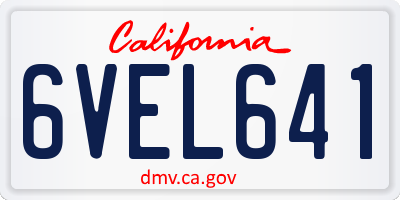 CA license plate 6VEL641