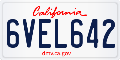CA license plate 6VEL642