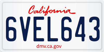 CA license plate 6VEL643