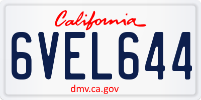 CA license plate 6VEL644