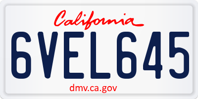 CA license plate 6VEL645
