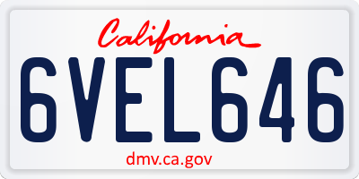 CA license plate 6VEL646