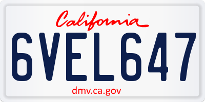 CA license plate 6VEL647