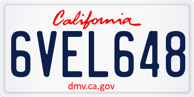 CA license plate 6VEL648