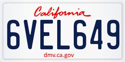 CA license plate 6VEL649