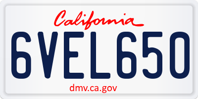 CA license plate 6VEL650
