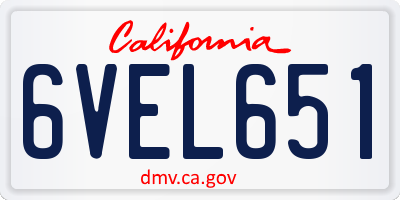 CA license plate 6VEL651