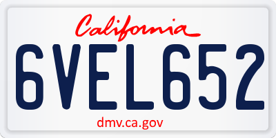 CA license plate 6VEL652