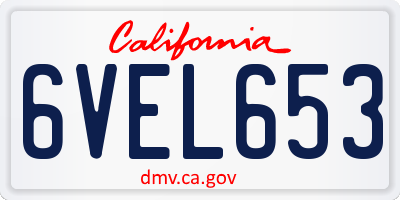 CA license plate 6VEL653