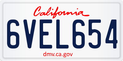 CA license plate 6VEL654