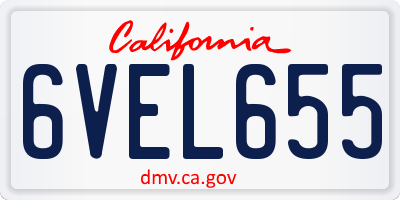 CA license plate 6VEL655