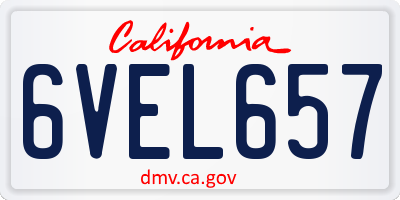 CA license plate 6VEL657