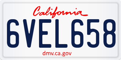 CA license plate 6VEL658