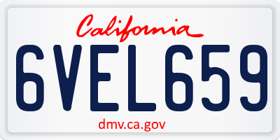 CA license plate 6VEL659