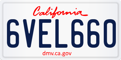 CA license plate 6VEL660