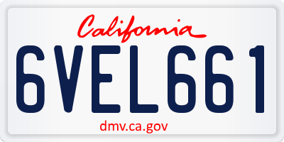 CA license plate 6VEL661