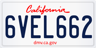 CA license plate 6VEL662