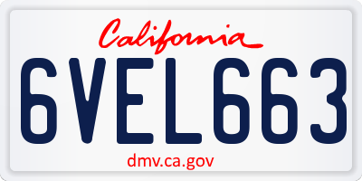 CA license plate 6VEL663