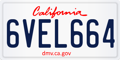 CA license plate 6VEL664