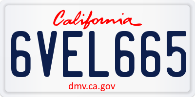 CA license plate 6VEL665