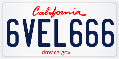 CA license plate 6VEL666