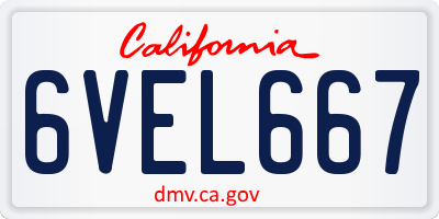 CA license plate 6VEL667