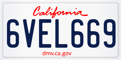 CA license plate 6VEL669