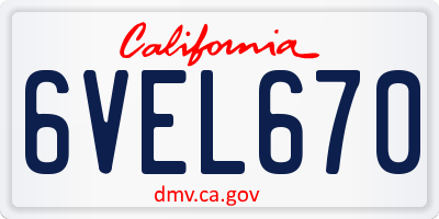 CA license plate 6VEL670